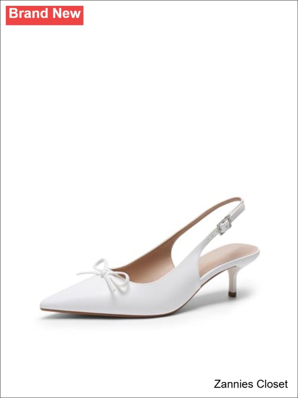 ✨ Kitten Heel Slingback Pointed Toe Pumps Faux Leather